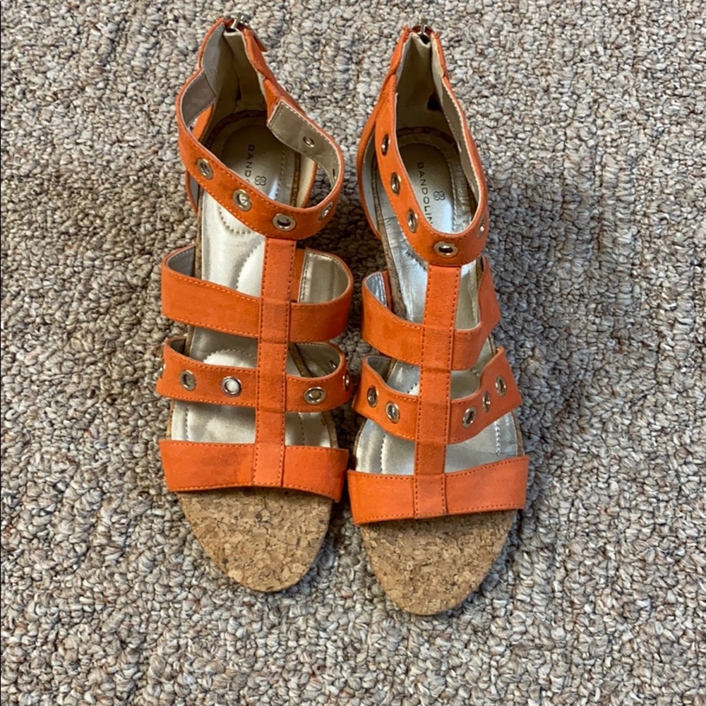 Bandolino Orange Cork Wedges